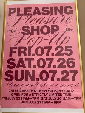 Pleasing Pleasure Shop Pop-Up Pink Poster